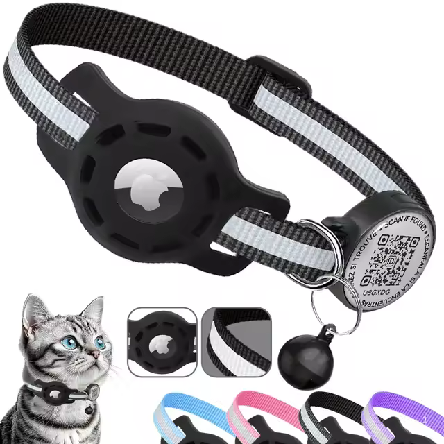 Coleira para pet com tag de identificação QR Code